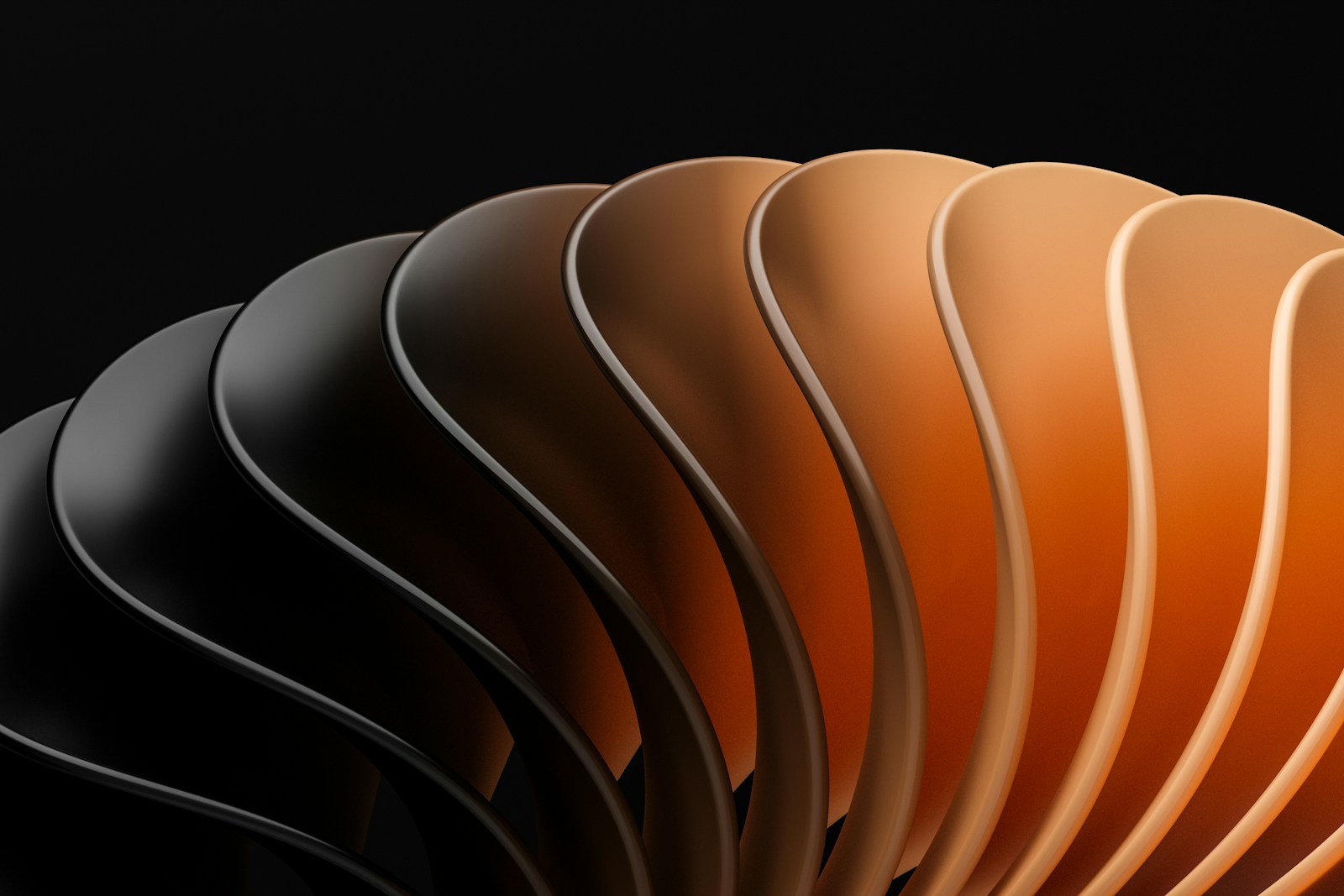 A close up of an orange and black object